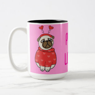 MOPS LIEBE Valentinstag Hund Hunde Hunde Welpenges Zweifarbige Tasse