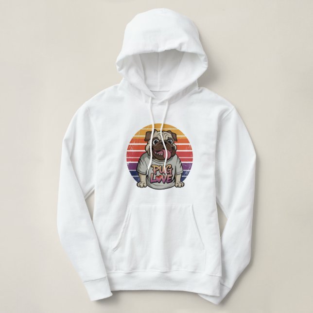 Mops Liebe Vibes Hoodie (Design vorne)