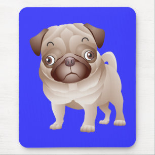Mops-Liebe-Welpen-Hund-blaue-Mauspad Mousepad