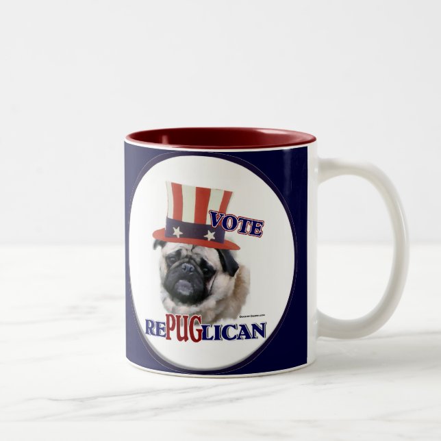 Mops Liebhaber Geschenke Zweifarbige Tasse (Rechts)