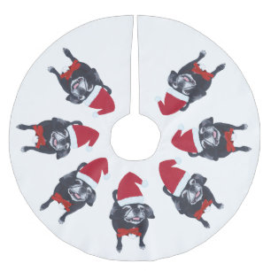 Mops-Liebhaber-Sankt-Hundeweihnachtsbaum-Röcke Polyester Weihnachtsbaumdecke