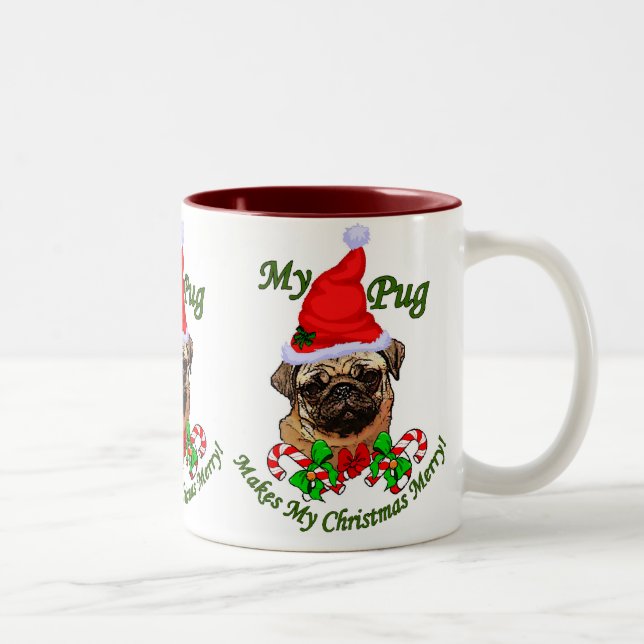 Mops Liebhaber Weihnachtsgeschenke Zweifarbige Tasse (Rechts)