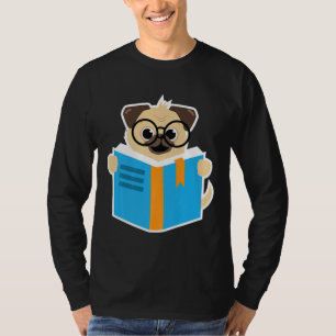Mops liest ein Buch Buchliebhaber Mopsbesitzer Büc T-Shirt