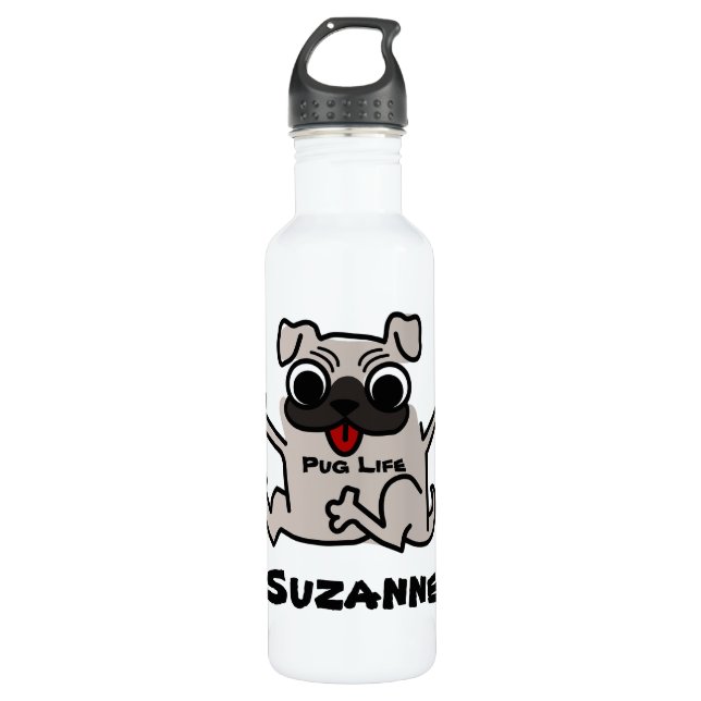 Mops Life Edelstahlflasche (Vorderseite)