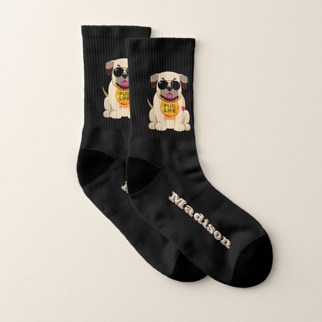 Mops Life individuelle Name & Color Socken (Paar)
