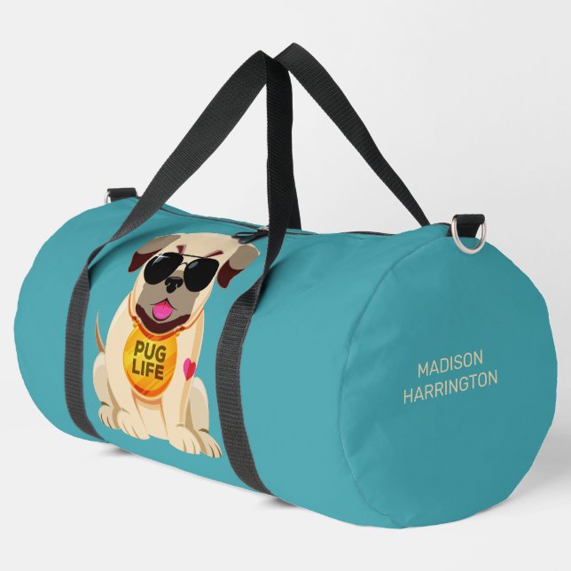 Mops Life individuelle Name & Farbe Duffle Bag (Linke Ecke)