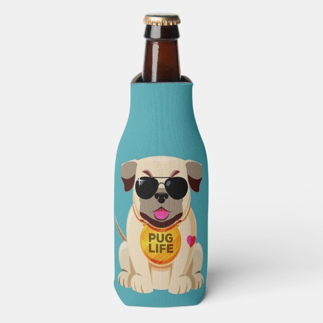 Mops Life individuelle Name & Farbflasche cooler Flaschenkühler (Flaschenvorderseite)