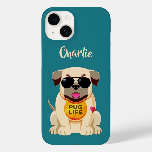 Mops Life individuelle Name & Farbtelefongehäuse Case-Mate iPhone 14 Hülle (Rückseite)