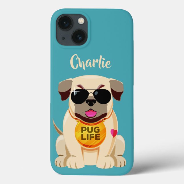 Mops Life individuelle Name & Farbtelefongehäuse Case-Mate iPhone Hülle (Rückseite)