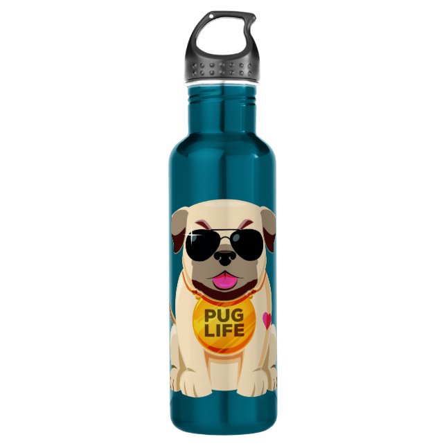 Mops Life individuelle Name Wasserflaschen (Vorderseite)