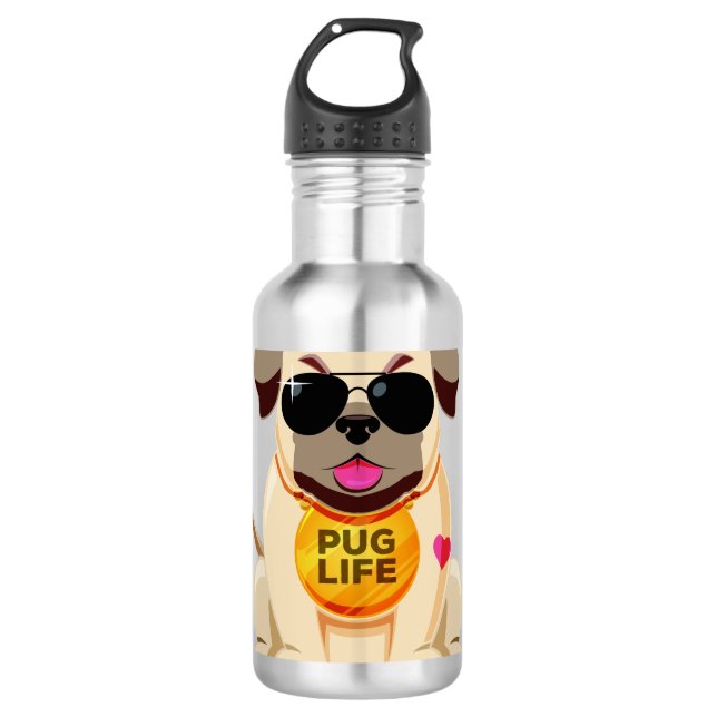 Mops Life individuelle Name Wasserflaschen (Vorderseite)