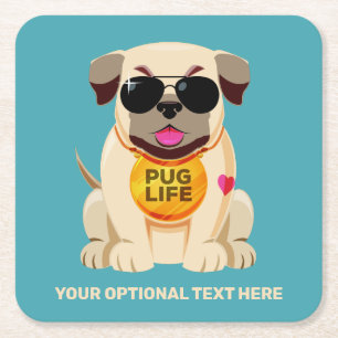 Mops Life - Sondertext und Farbe Rechteckiger Pappuntersetzer