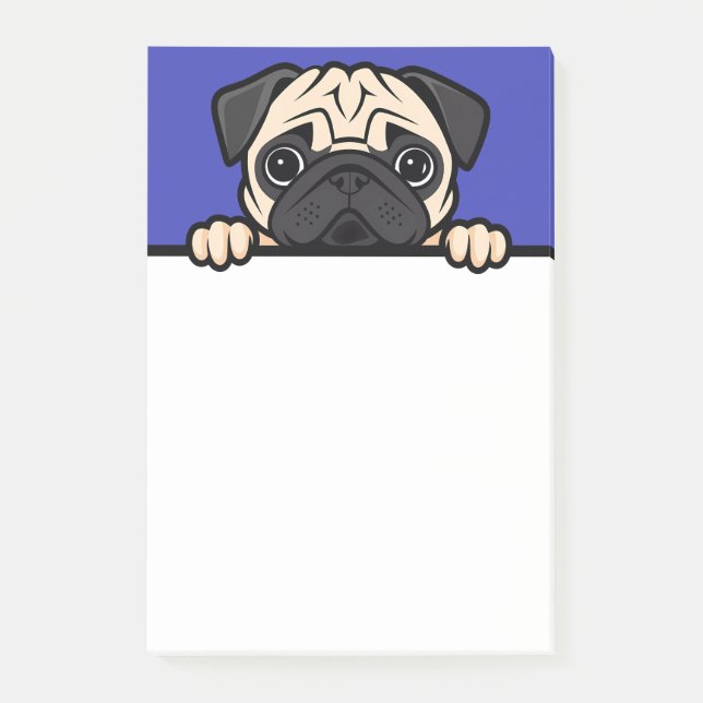 Mops Lover Niedlich Peeking Welpen Dog Geschenke Post-it Klebezettel (Vorderseite)