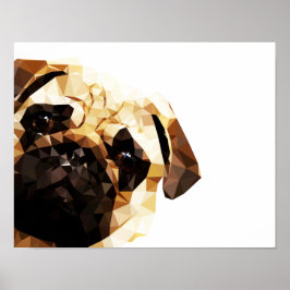 Mops Low Poly Art Poster