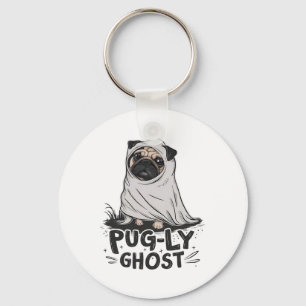 Mops-ly Ghost Funny Dog Puns Halloween Mops Eigent Schlüsselanhänger