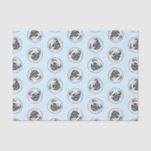 Mops Malerei Fawn Silver Niedlich Original Haustie Seidenpapier