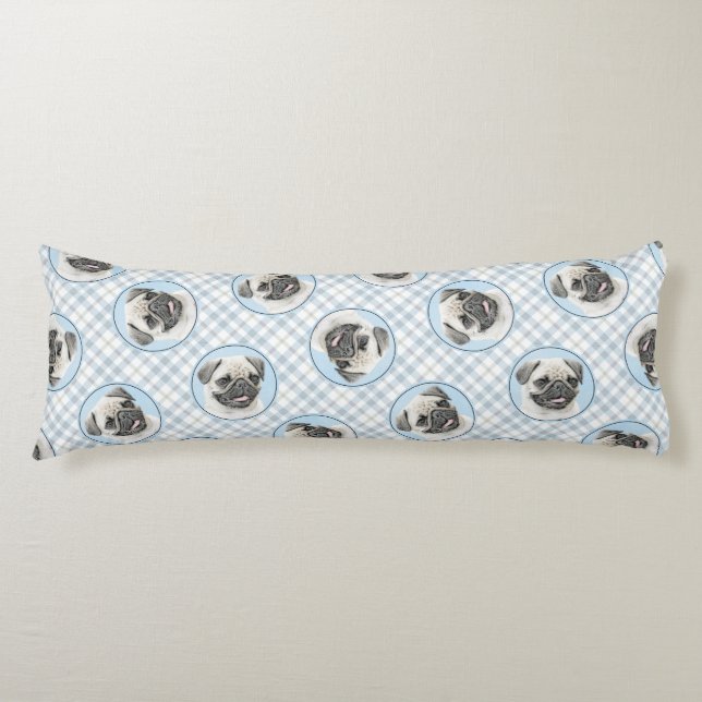 Mops Malerei Fawn Silver Niedlich Original Haustie Seitenschläferkissen (Vorderseite)