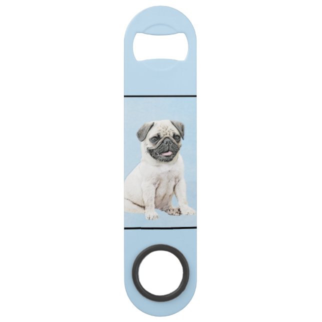 Mops-Malerei - Niedliche Hundekunst Speed Flaschenöffner (Rückseite)