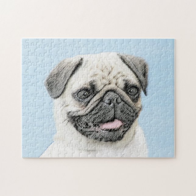 Mops Malerei - Niedliche Original Hunde Kunst (Horizontal)