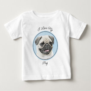 Mops Malerei - Niedliche Original Hunde Kunst Baby T-shirt