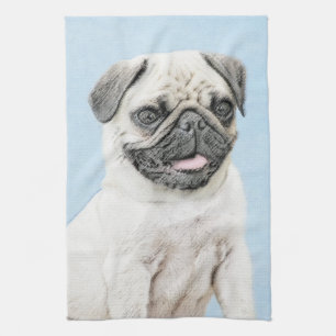 Mops Malerei - Niedliche Original Hunde Kunst Geschirrtuch