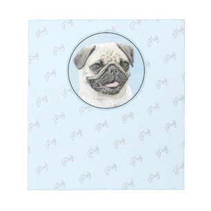 Mops Malerei - Niedliche Original Hunde Kunst Notizblock