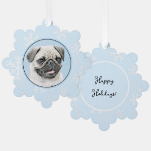 Mops Malerei - Niedliche Original Hunde Kunst Ornament Karte