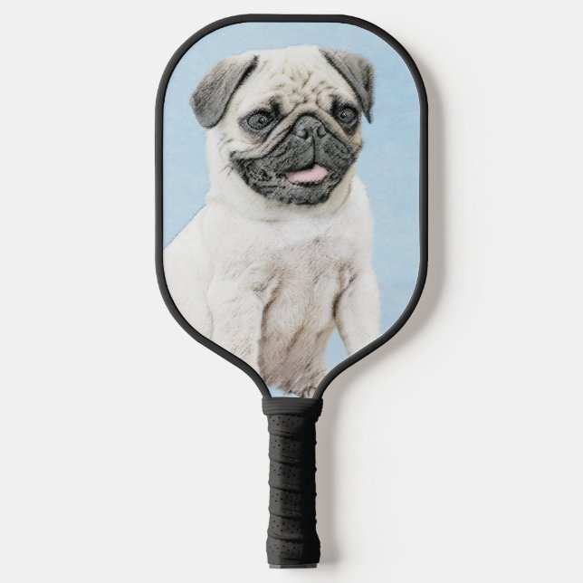 Mops Malerei - Niedliche Original Hunde Kunst Pickleball Schläger (Vorderseite)