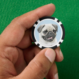 Mops Malerei - Niedliche Original Hunde Kunst Pokerchips