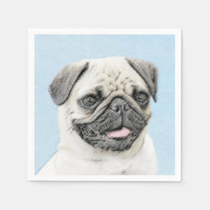 Mops Malerei - Niedliche Original Hunde Kunst Serviette
