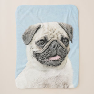 Mops Malerei - Niedliche Original Hunde Kunst Sherpadecke
