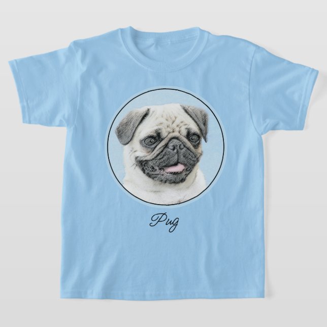 Mops Malerei - Niedliche Original Hunde Kunst T-Shirt (Ablage )