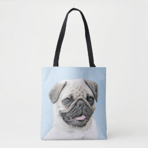Mops Malerei - Niedliche Original Hunde Kunst Tasche