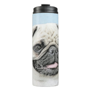 Mops Malerei - Niedliche Original Hunde Kunst Thermosbecher