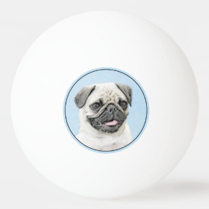 Mops Malerei - Niedliche Original Hunde Kunst Tischtennisball