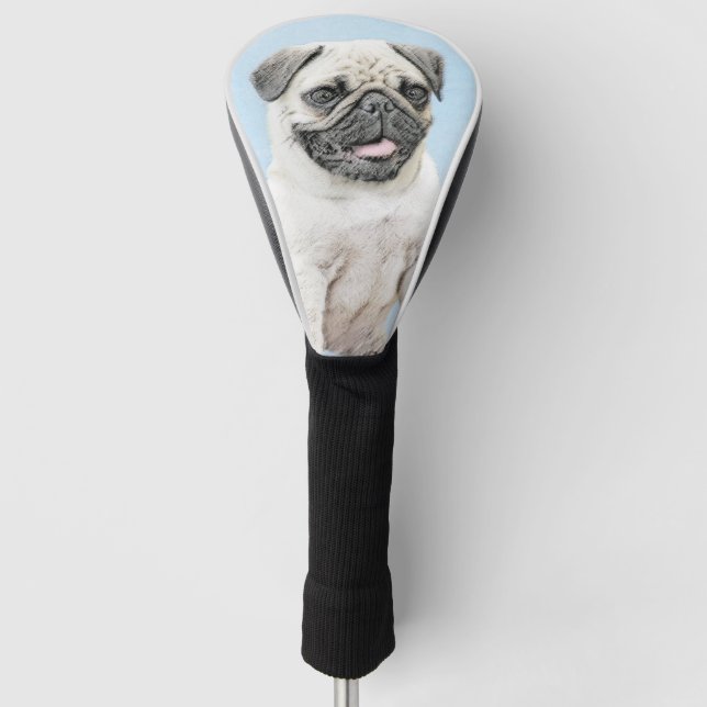 Mops-Malerei - niedliche ursprüngliche Hundekunst Golf Headcover (Vorderseite)