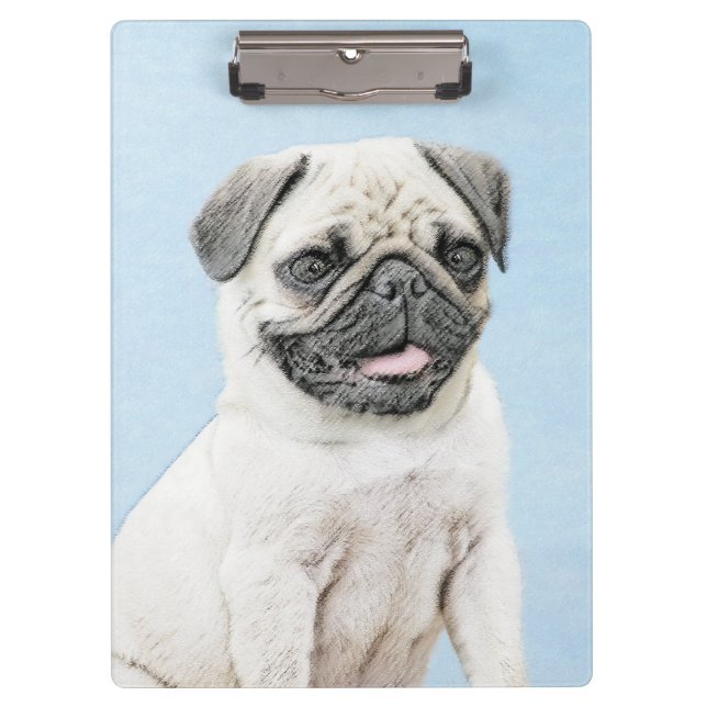 Mops-Malerei - niedliche ursprüngliche Hundekunst Klemmbrett (Vorderseite)
