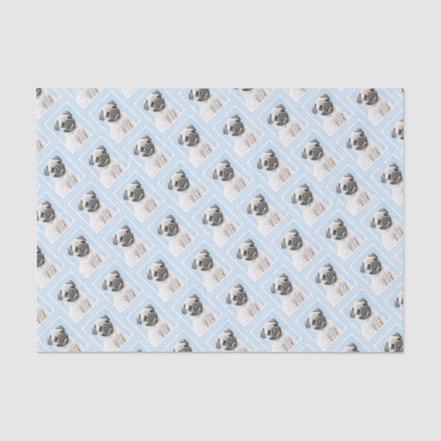 Mops-Malerei - niedliche ursprüngliche Hundekunst Seidenpapier (Vorderseite)