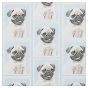 Mops-Malerei - niedliche ursprüngliche Hundekunst Stoff