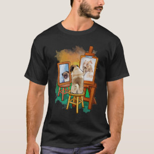 Mops Malerei Pitbull Artist Kunst, Dichtung T-Shirt