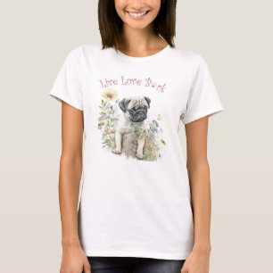 Mops-Mama Blumen T-Shirt
