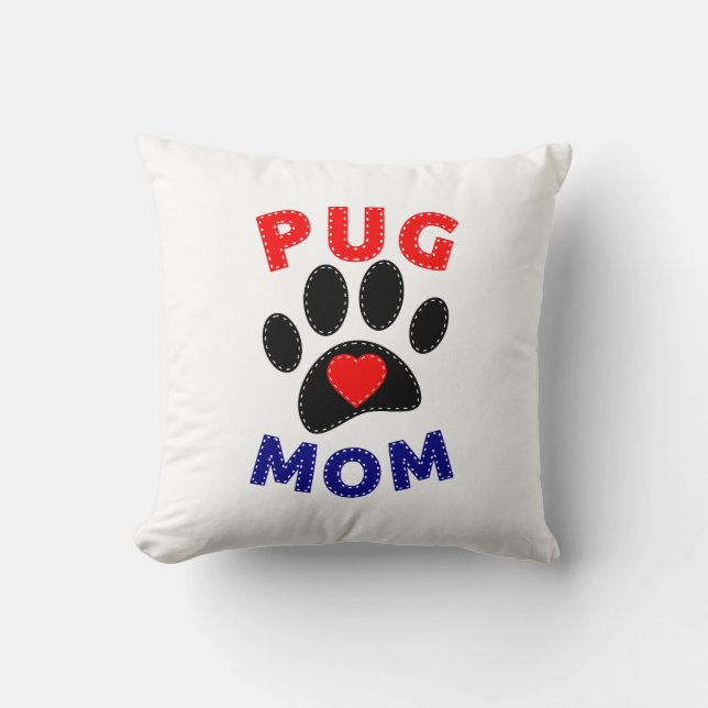 Mops Mama Hunde Mama Zeichnend Kissen (Vorderseite)
