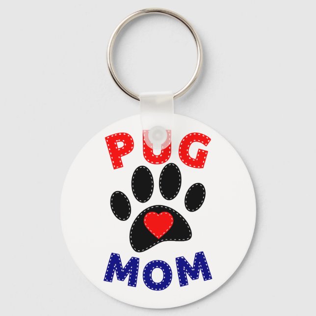 Mops Mama Hunde Mama Zeichnend Schlüsselanhänger (Vorderseite)