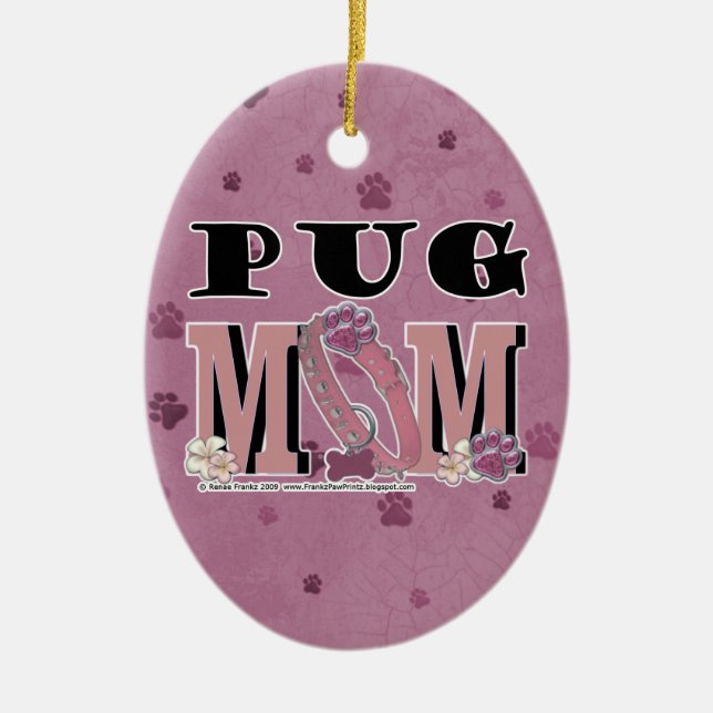 Mops MAMA Keramik Ornament (Vorne)