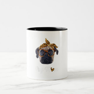 Mops Mama Leopard Print Hund Liebhaber Muttertagsg Zweifarbige Tasse