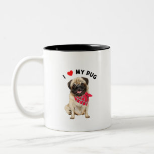 Mops Mama, Mops Papa, niedlicher Mops, Mops Art Zweifarbige Tasse