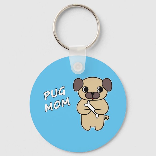 MOPS MAMA - Sky Blue Schlüsselanhänger (Vorderseite)