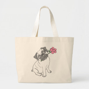 Mops-Mama-Welpen-Hund-Vater-Welpen-Hunde-Rettungsh Jumbo Stoffbeutel