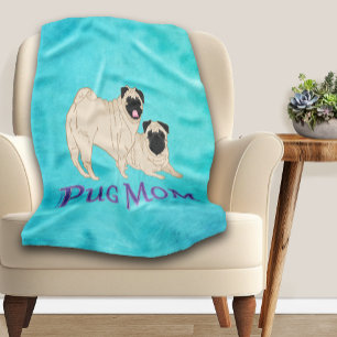 Mops Mama Zwei Fawn Möpsen Hund Lover Fleecedecke