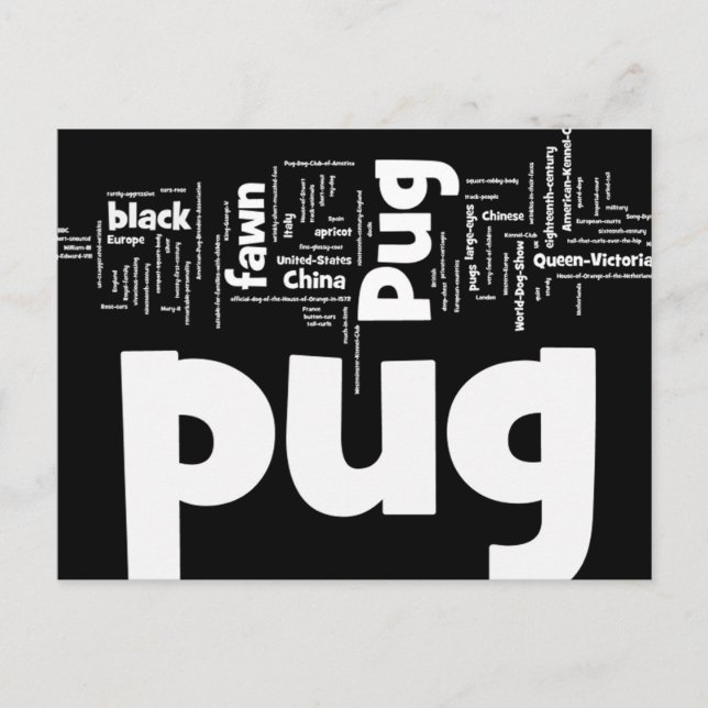 Mops mashup.png postkarte (Vorderseite)